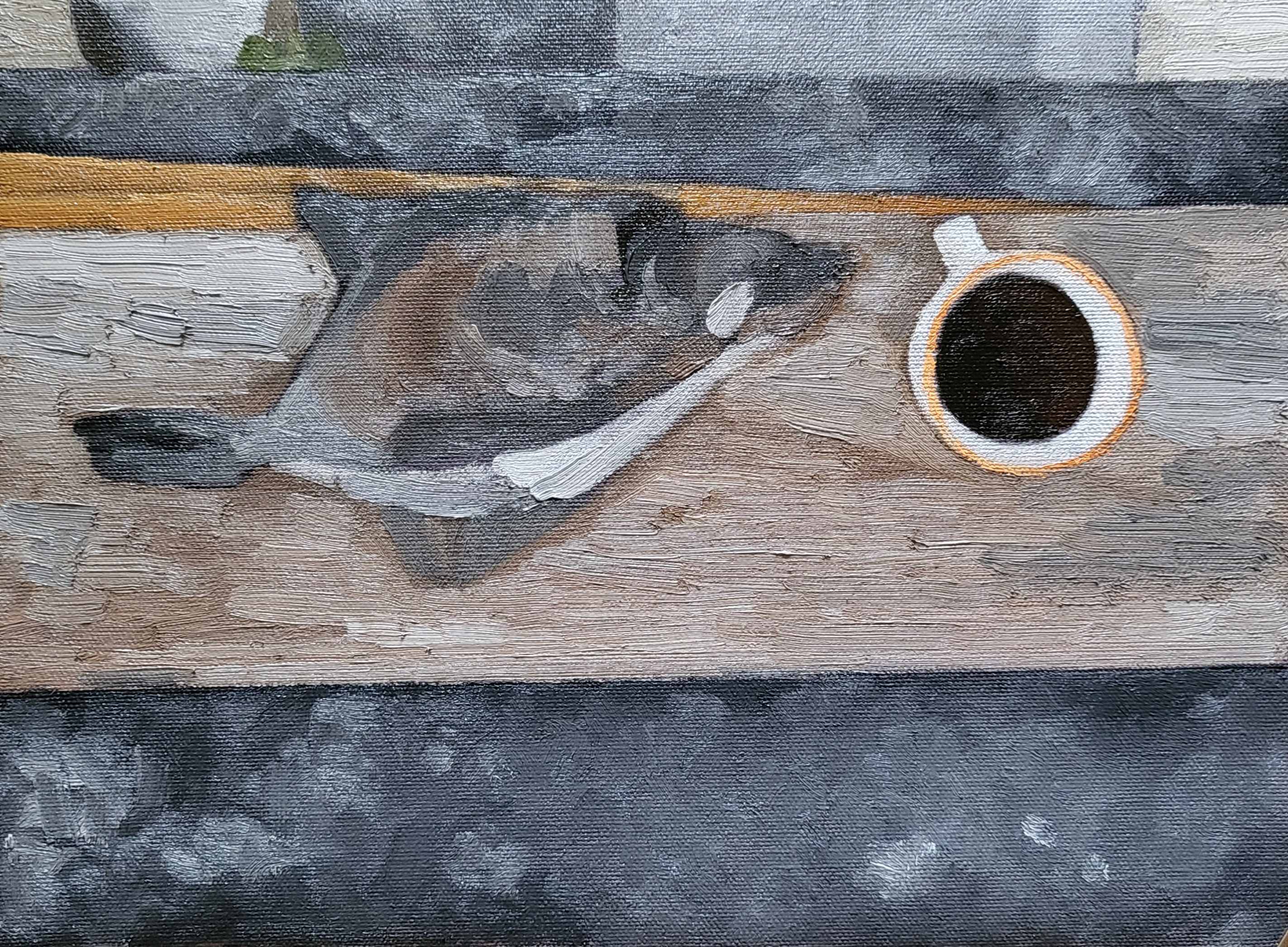 dead fish with coffee cup