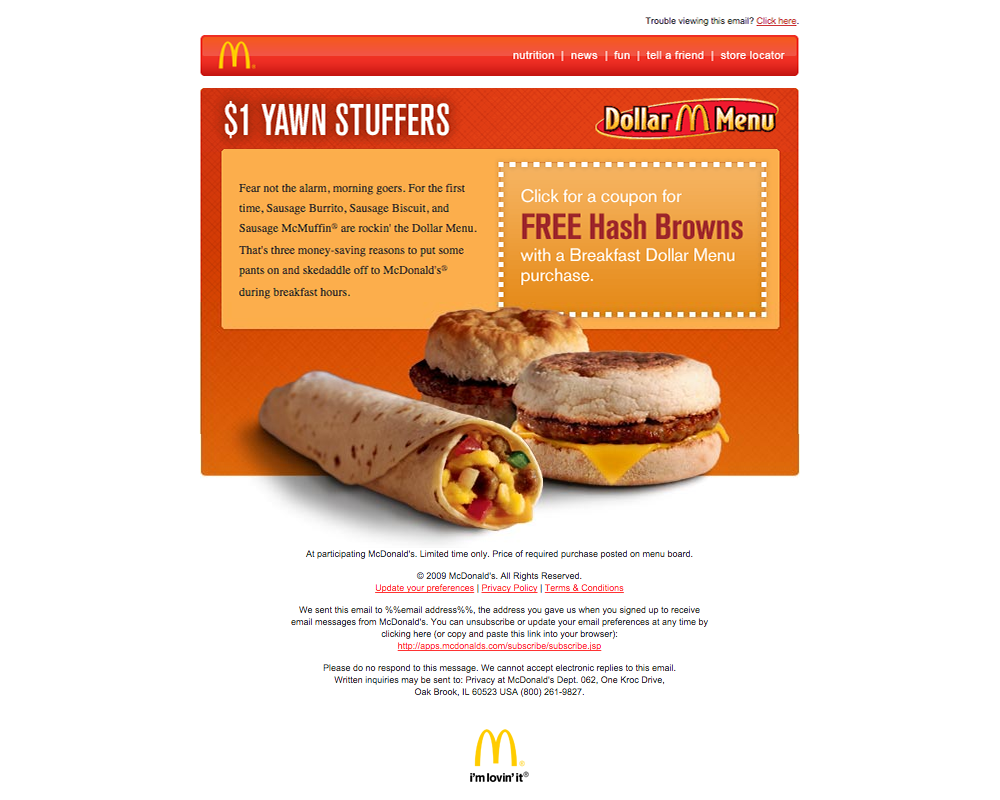 McDonald's of Email Newsletter