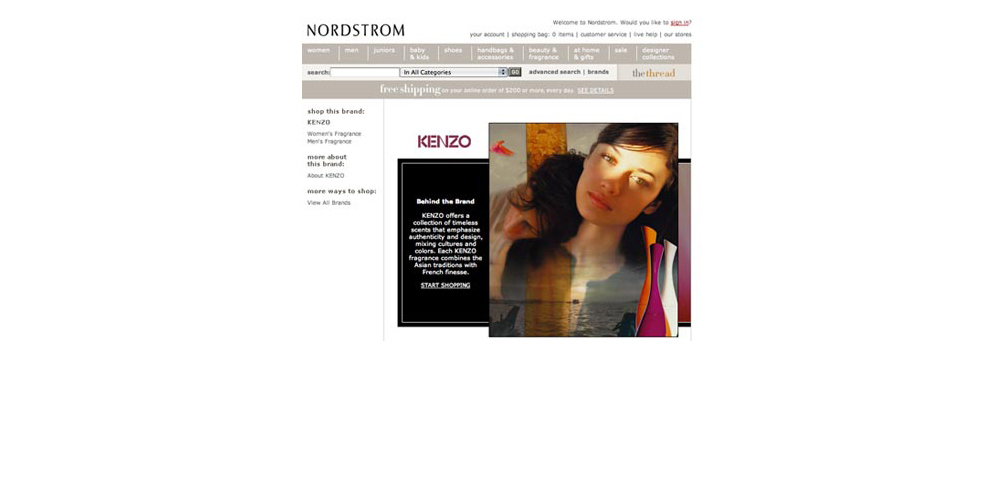Nordstrom's Boutique Landing Page