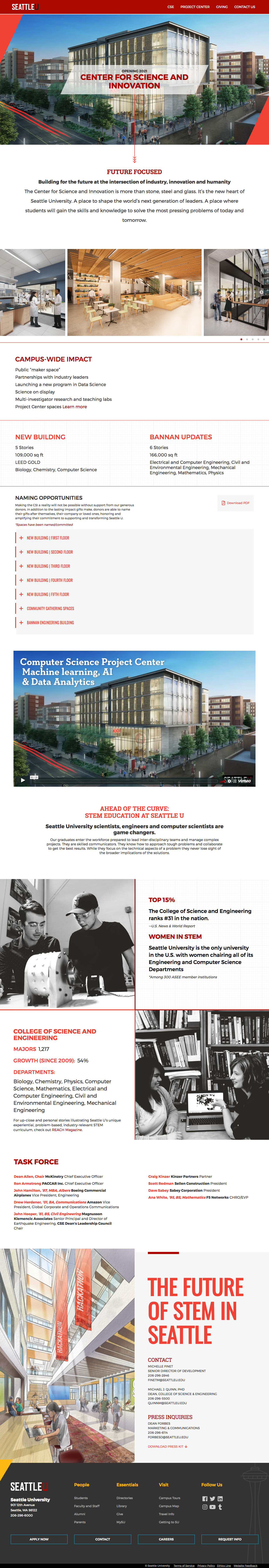 SU Center for Science and Innovation Landing Page